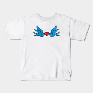 Vintage Blue Lovebirds Kids T-Shirt